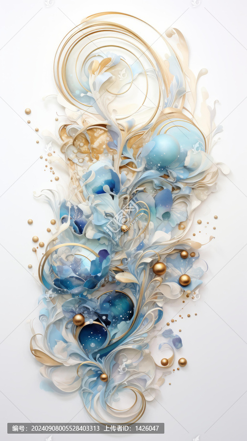 藍(lán)色和金色抽象花卉