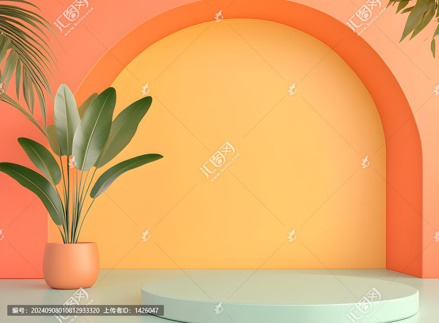 簡(jiǎn)約熱帶植物產(chǎn)品展示背景