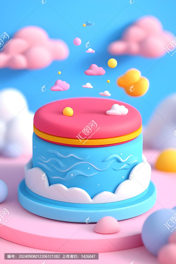 3D卡通云朵蛋糕