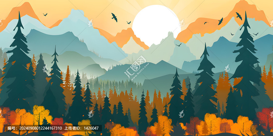 秋日山林風(fēng)景畫