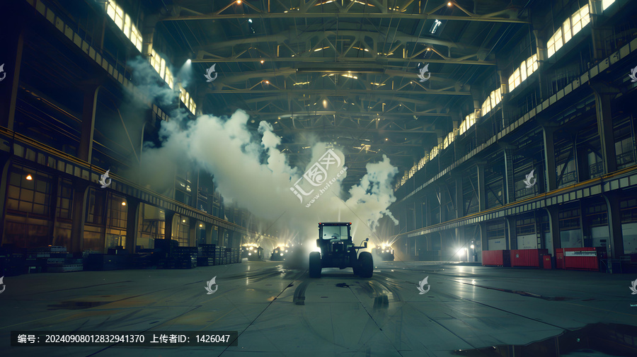 充滿煙霧的工業(yè)廠房
