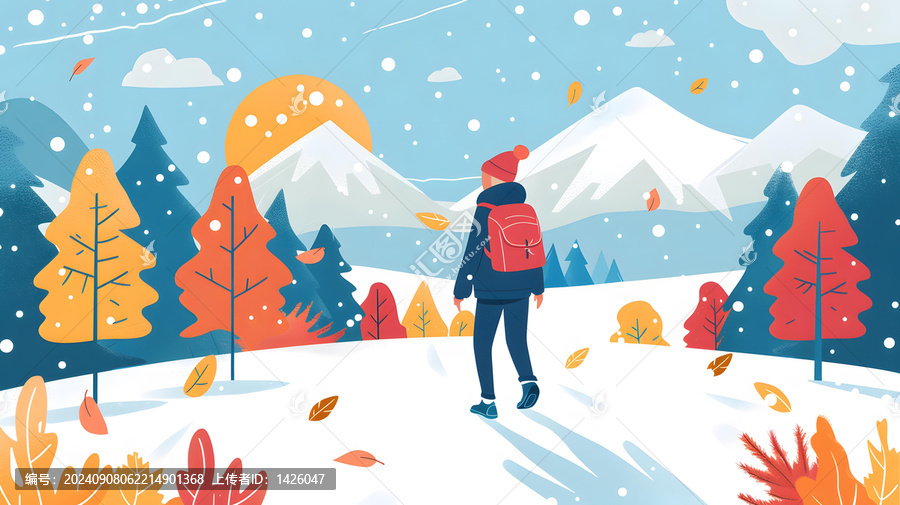 冬季雪山遠足景觀