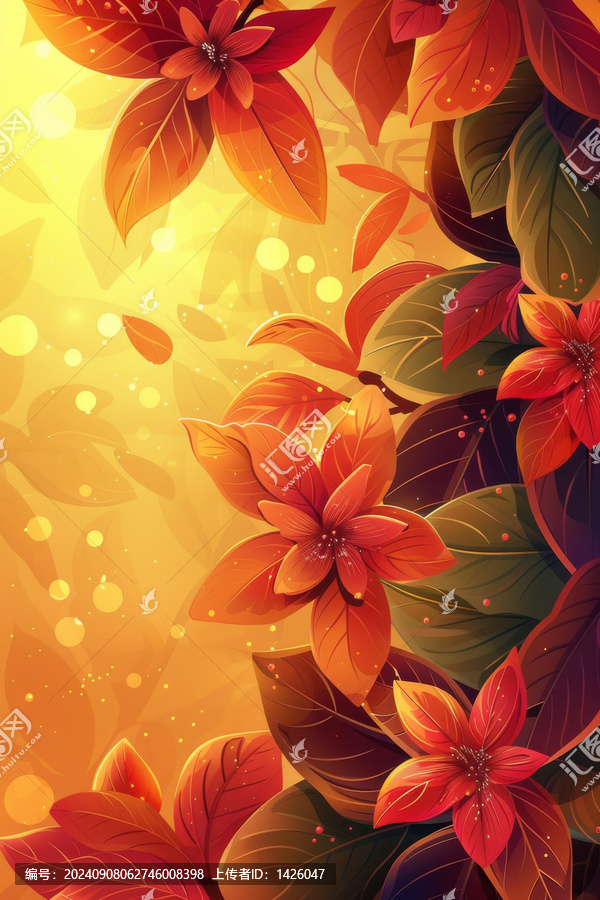 紅色和橙色花瓣葉子背景