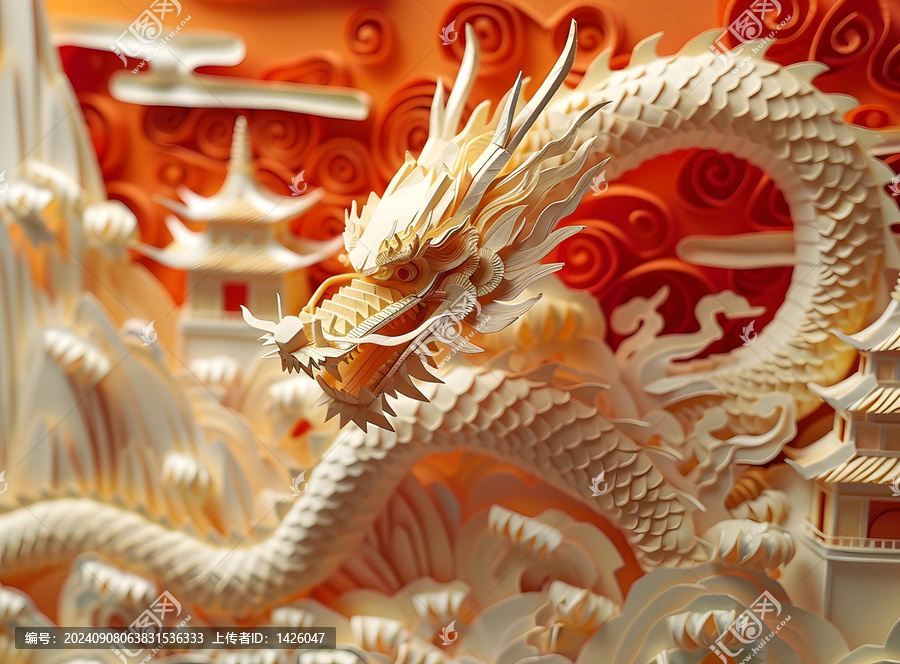 中國(guó)風(fēng)剪紙龍