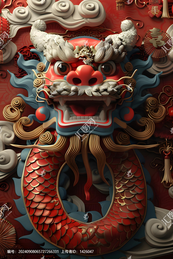 祥龍獻(xiàn)瑞的AI圖片