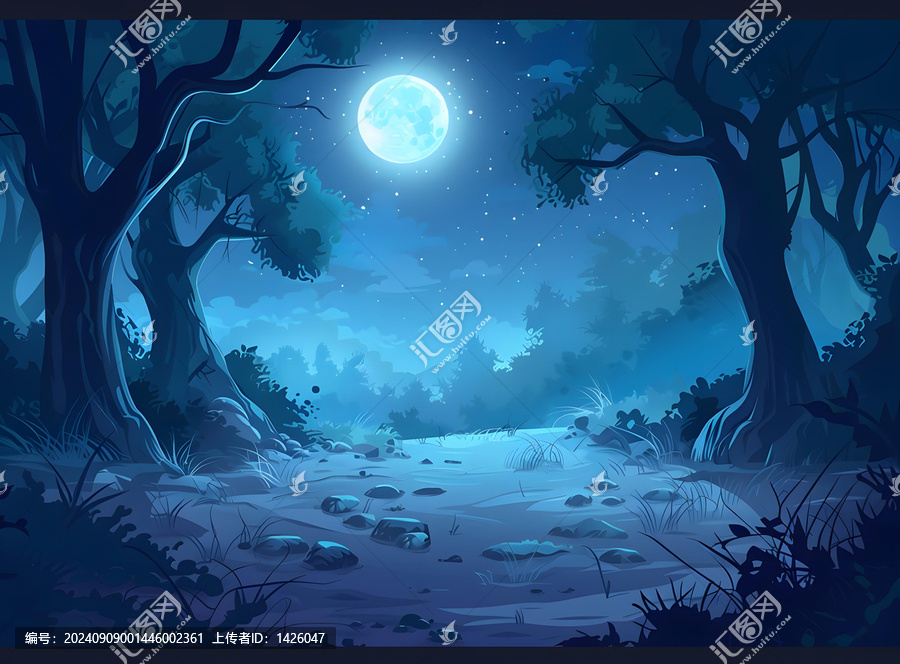月光森林夜晚景色