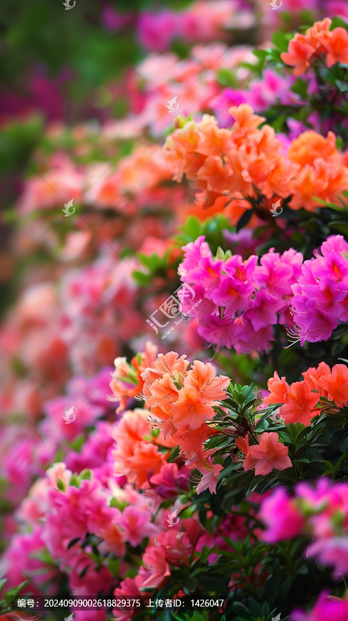 盛開(kāi)的粉紅色和橙色花朵