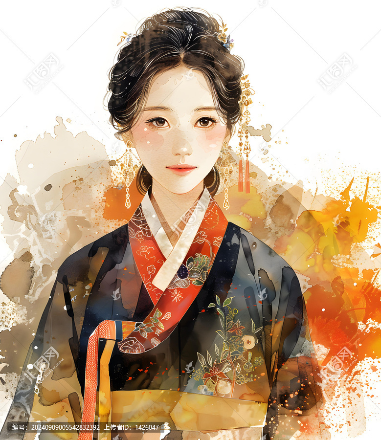 身穿韓國傳統(tǒng)服飾的美麗韓國女性