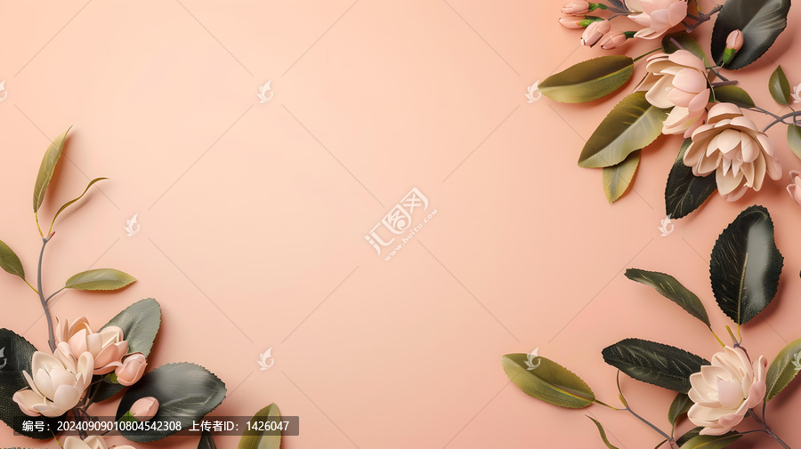 粉色背景上的花卉裝飾