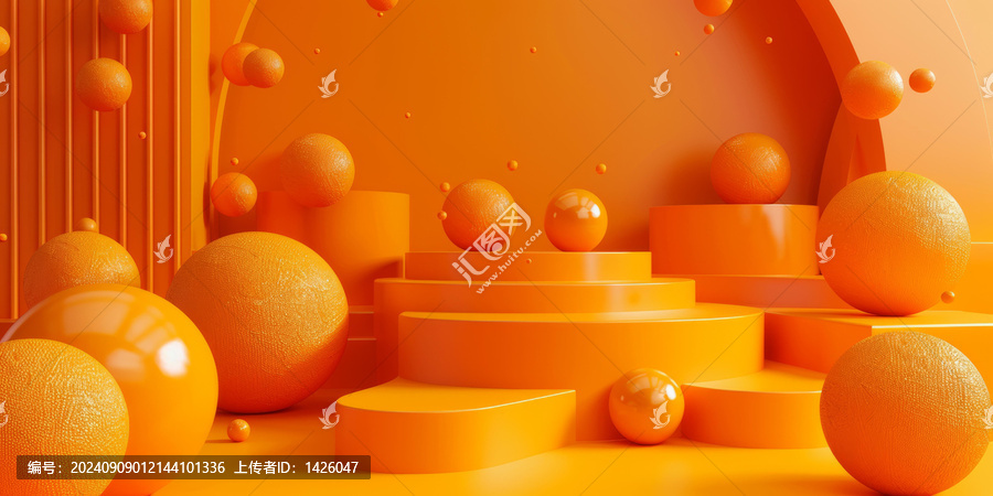 抽象橙色3D幾何圖形背景
