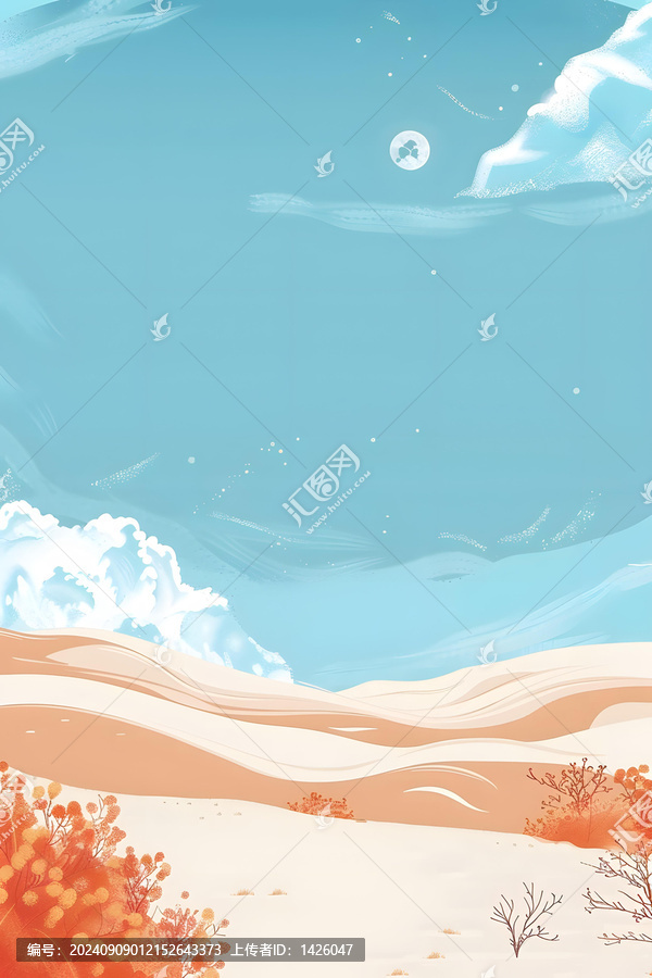 簡約沙漠景觀,藍(lán)天滿月