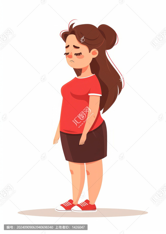 悲傷的胖女人插圖