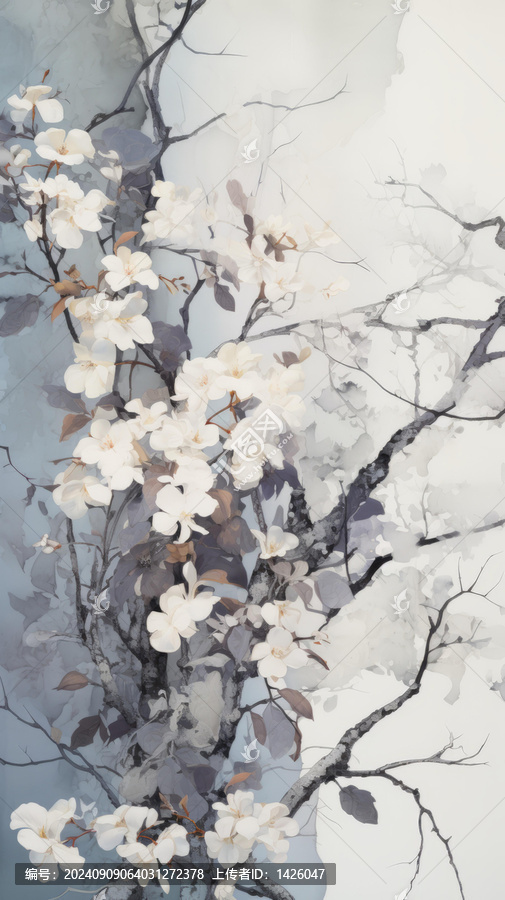 一棵開(kāi)滿白色玉蘭花的樹(shù)