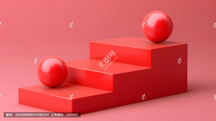 紅色的球體和階梯