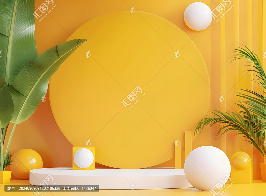 黃色極簡抽象3D背景