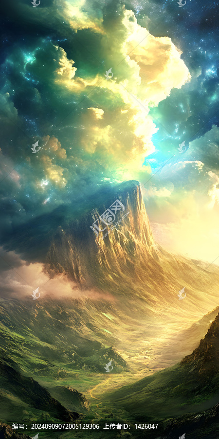 夢幻山谷風景畫