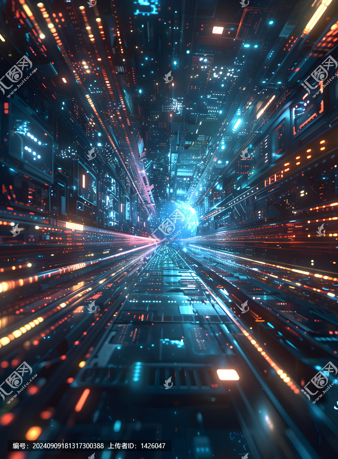 藍橙色科技感隧道