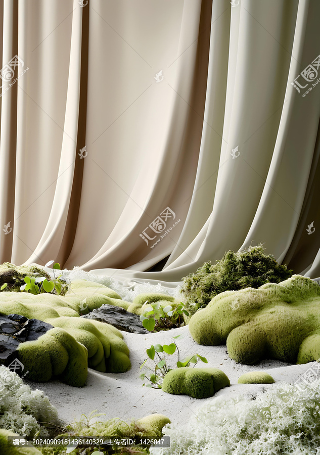 綠色苔蘚和沙地景觀
