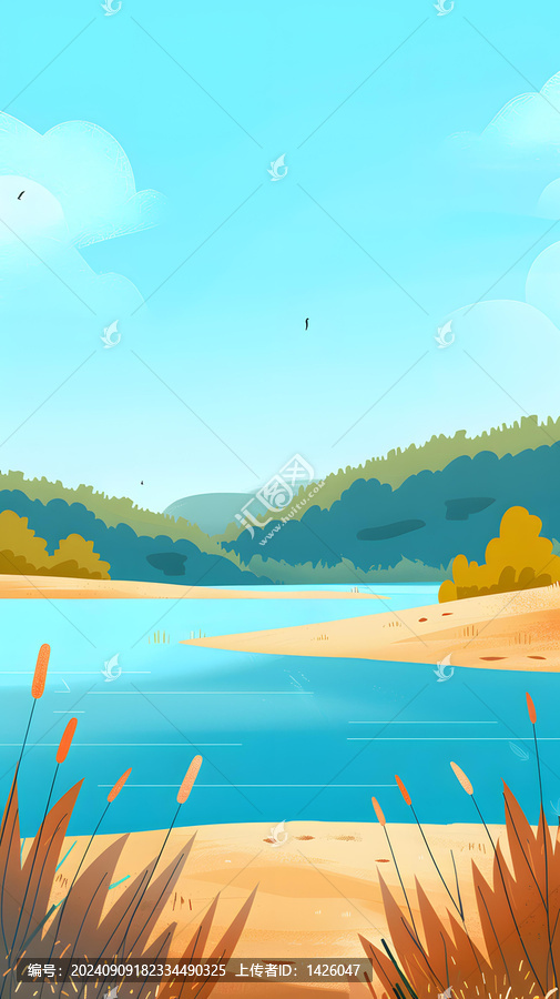 夏日河邊風(fēng)景