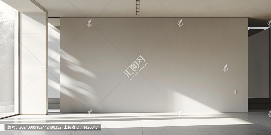 極簡主義室內(nèi)設(shè)計(jì)白色墻壁陽光