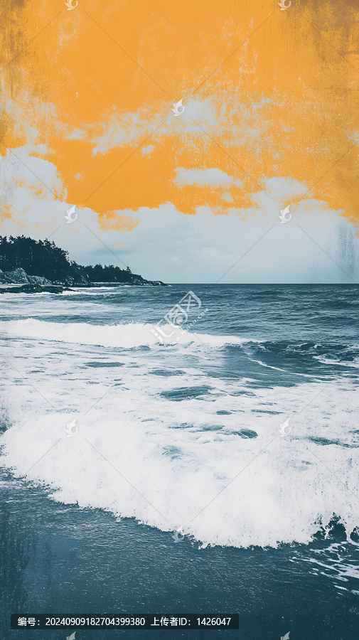 海灘夕陽(yáng)海浪