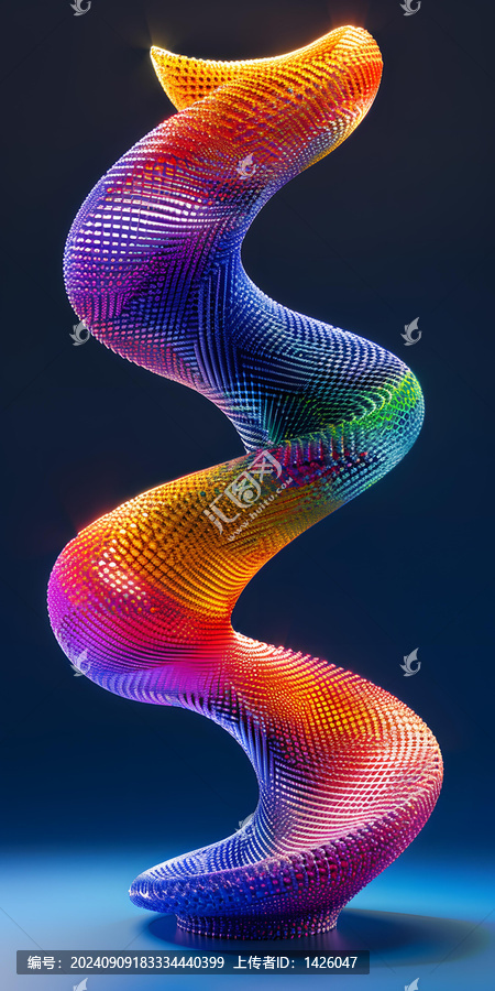 五彩繽紛的螺旋樓梯3d渲染圖