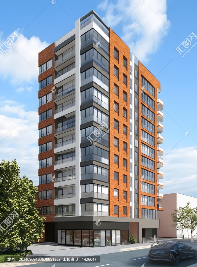 現(xiàn)代磚砌公寓樓建筑
