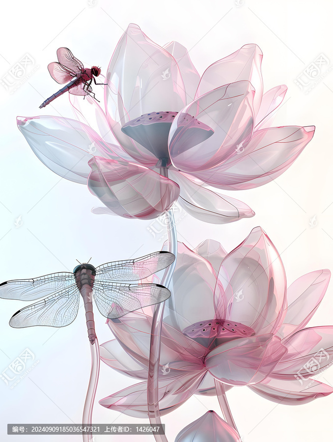 水晶蓮花與蜻蜓