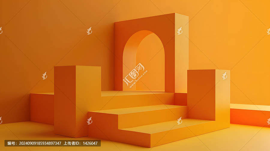 3d橙色幾何形狀領(lǐng)獎臺背景