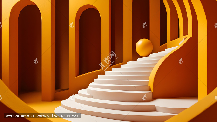 極簡主義黃色建筑抽象幾何背景