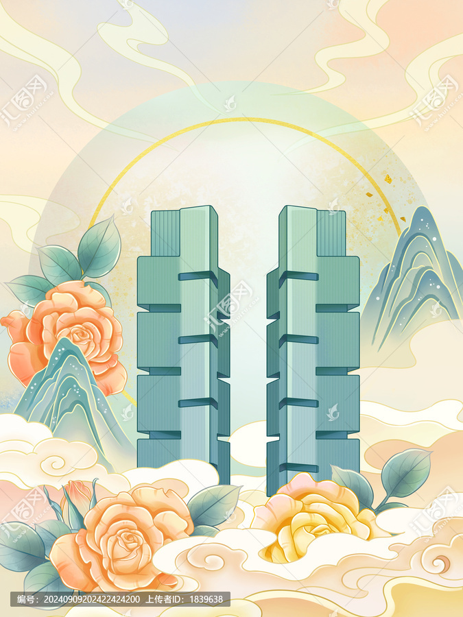 鄭州雙子塔插畫(huà)
