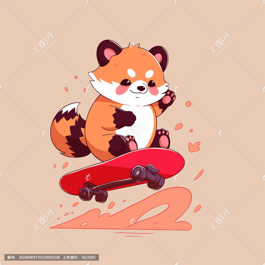 劃滑板的小熊貓
