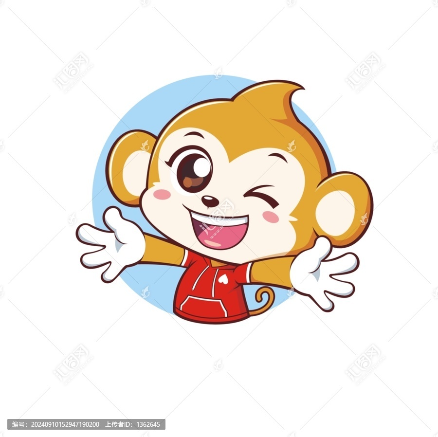卡通可愛小猴頭像矢量圖