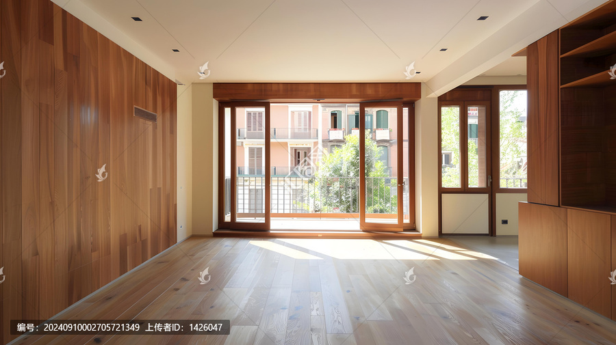 現(xiàn)代木質(zhì)公寓室內(nèi)設(shè)計，大窗戶