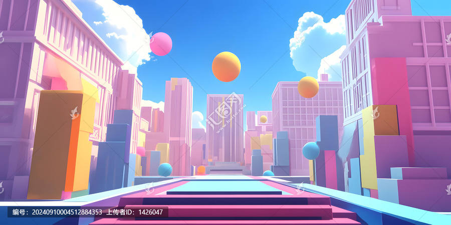 充滿活力色彩的3D城市