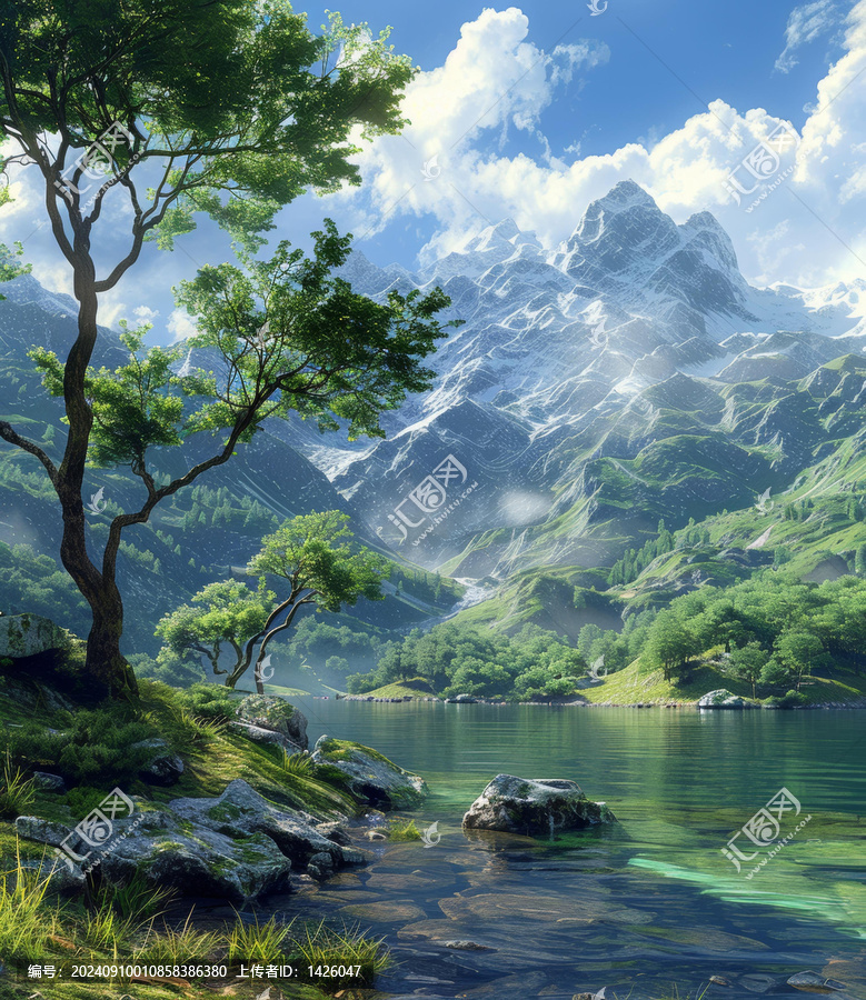 奇幻山湖風(fēng)景畫