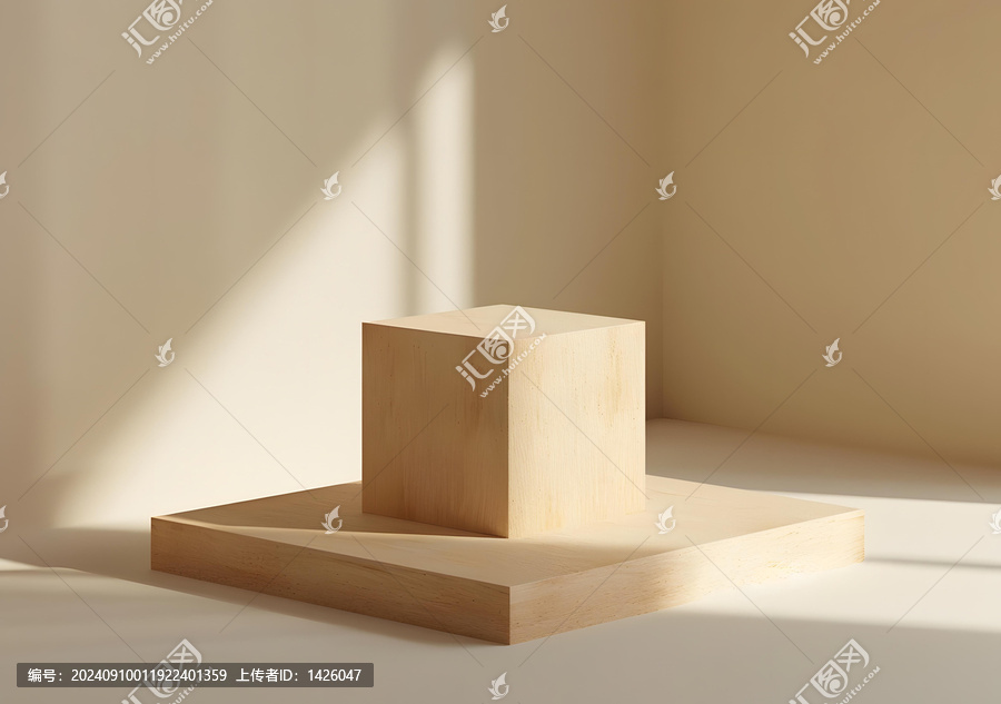 房間角落里的木質(zhì)展臺(tái)