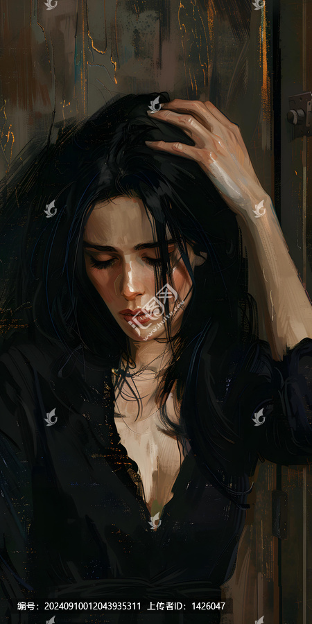 黑色連衣裙的女性肖像
