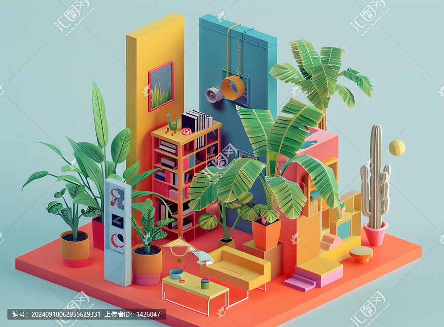 熱帶風(fēng)格客廳3D