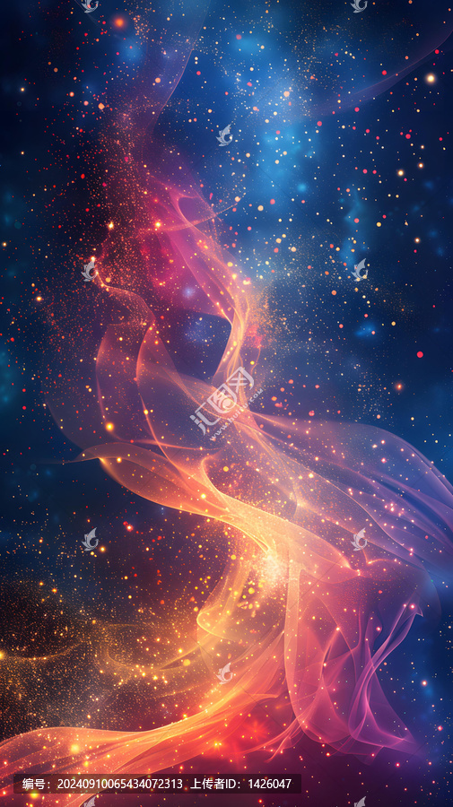 七彩星云在太空中流動