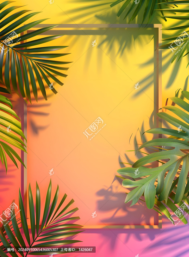 熱帶植物葉子邊框背景