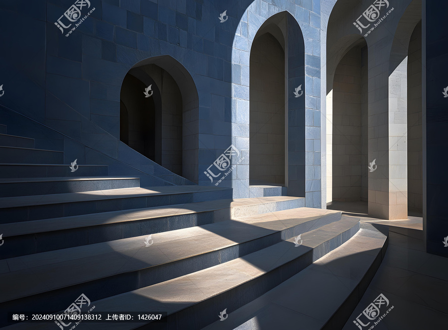 現(xiàn)代建筑的拱形入口和石階
