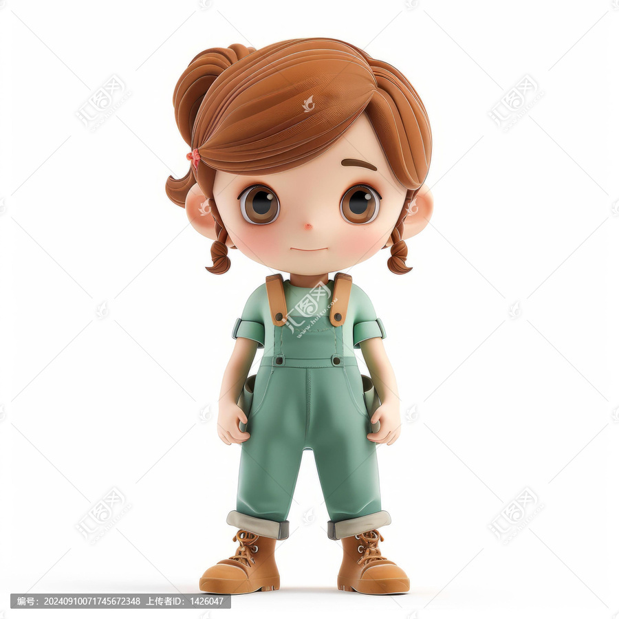 3D可愛小女孩插圖