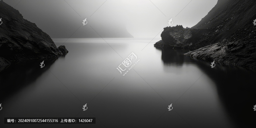 黑白海景與巖石