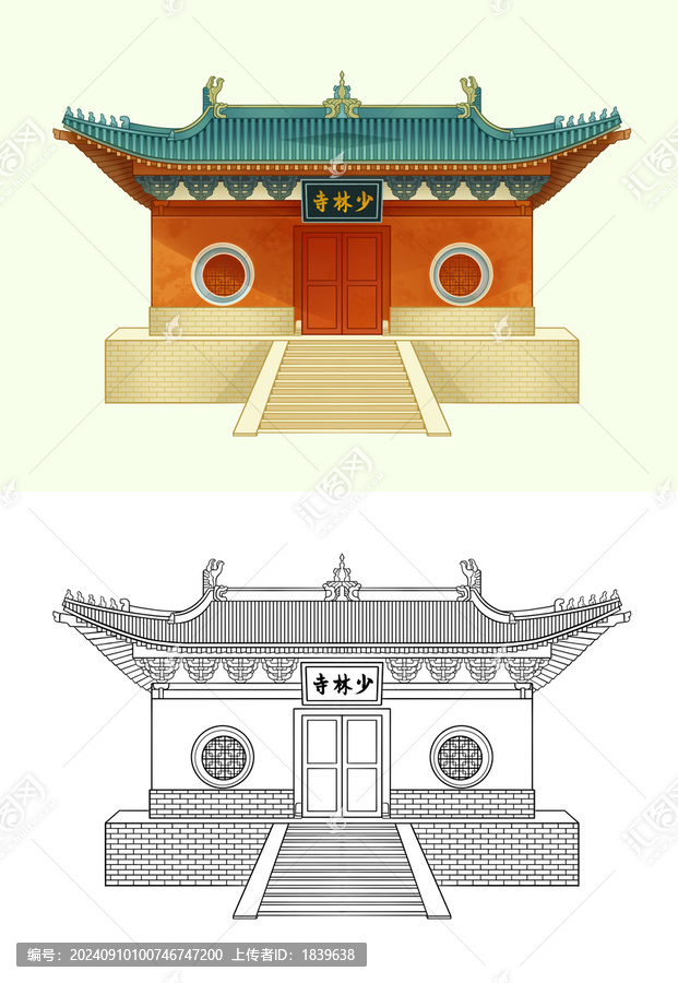 鄭州少林寺線稿圖