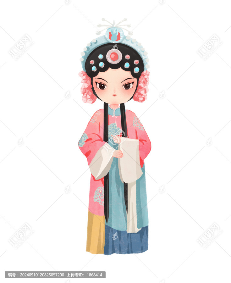 京劇戲曲人物水彩插畫