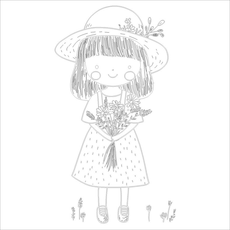 卡通鮮花小女孩矢量插畫