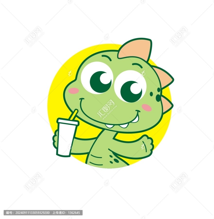 卡通可愛小恐龍頭像矢量圖