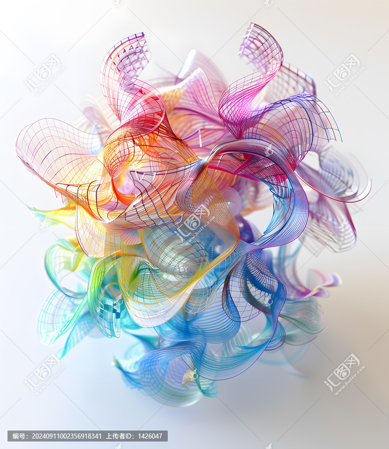 五顏六色的復雜有機形式的,3D,渲染