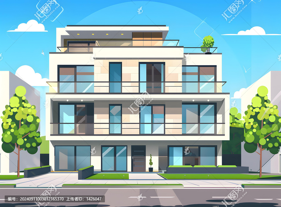 現(xiàn)代公寓建筑外墻